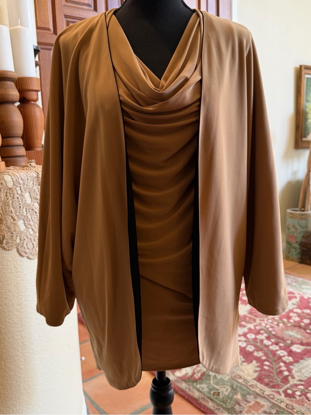 Last Tango 2 Piece Ruched Tank Size L With Jacket Size S Set Camel Black